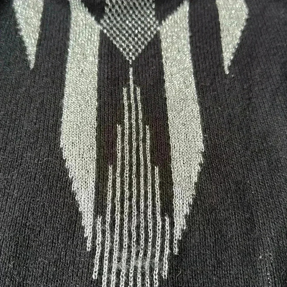 Madamesielle oh wow, vintage 80s black metallic silver art deco sweater M - Picture 3 of 4